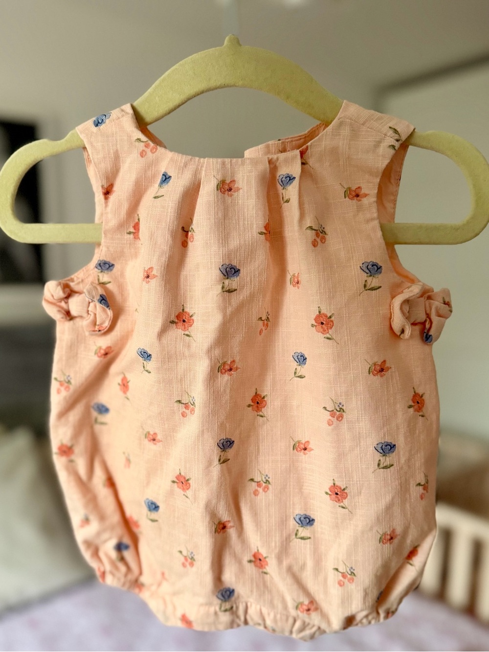Janie and Jack Peach Floral Infant Romper 0-3 Months